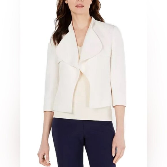 NWT ANNE KLEIN Cascade-Lapel Collar Open Front Jacket Suit Blazer Size 2 - Picture 2 of 11